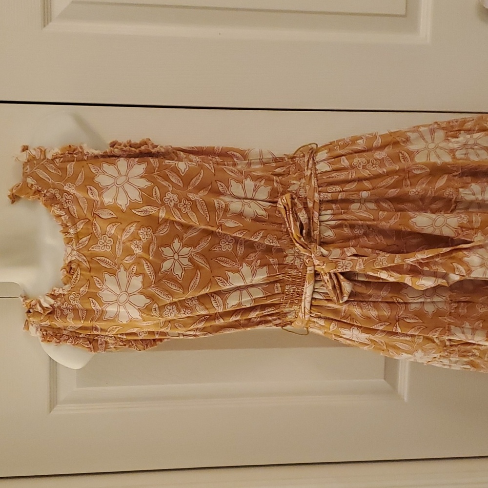 Roller Rabbit | Orange Floral Cotton Sleeveless Midi Dress Sz M